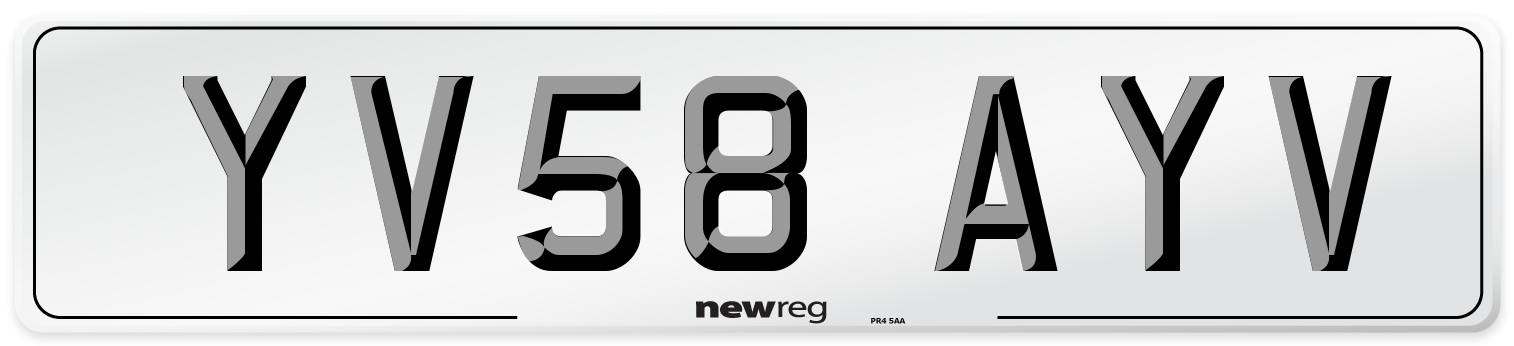 YV58 AYV Number Plate from New Reg
